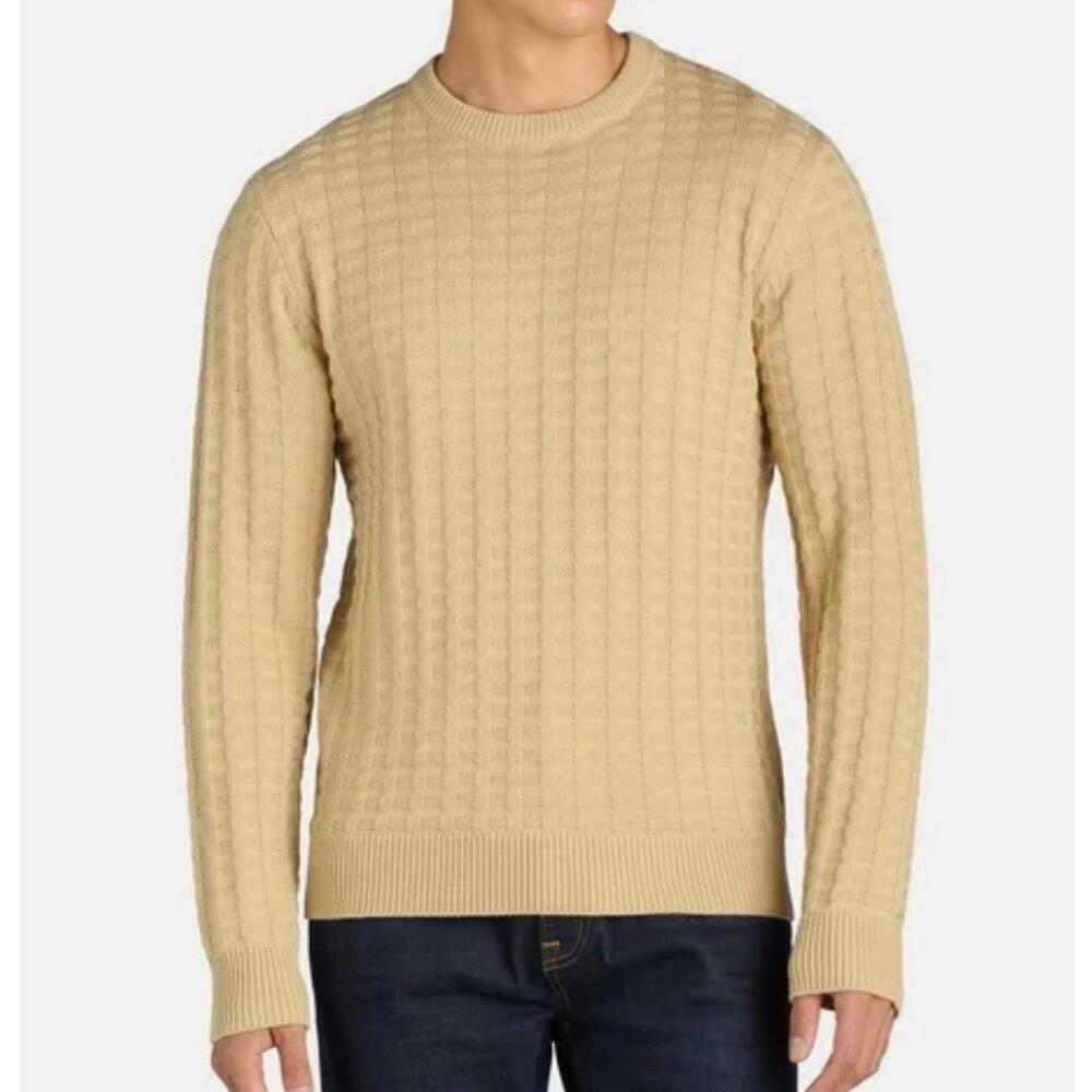 Tribekka 44 Men's Oatmeal/TanTextured Crewneck Sweater, Sizes XXL